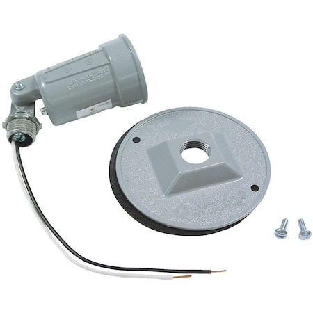 Bell 150W Aluminum Round Single Gray Weatherproof Outdoor Lampholder with Cover, Carded 5624-5